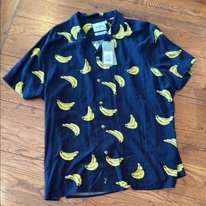 Goodfellow & Co Navy Banana Print Casual Shirt NEW